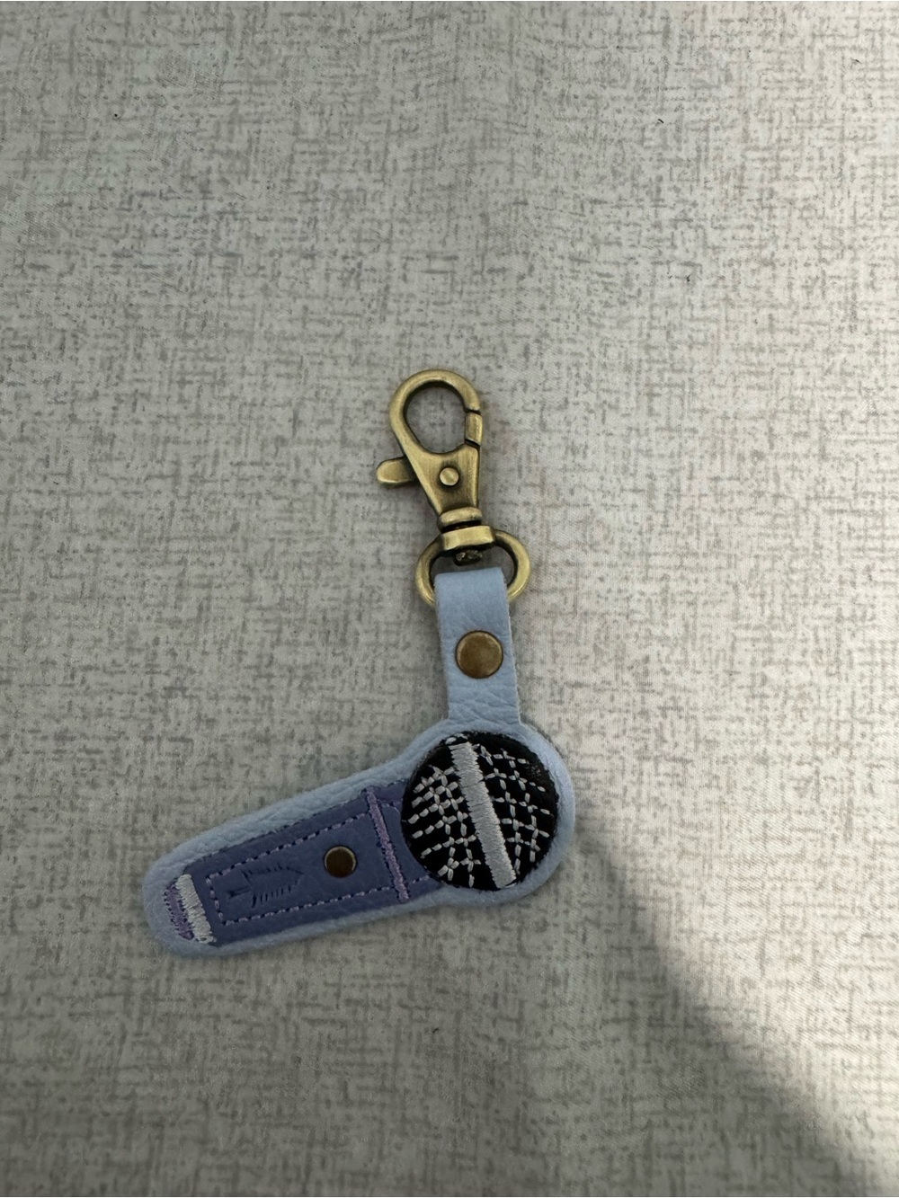 Portland Leather Light Blue Microphone Keychain